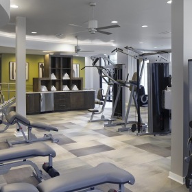 a gym with exercise equipment